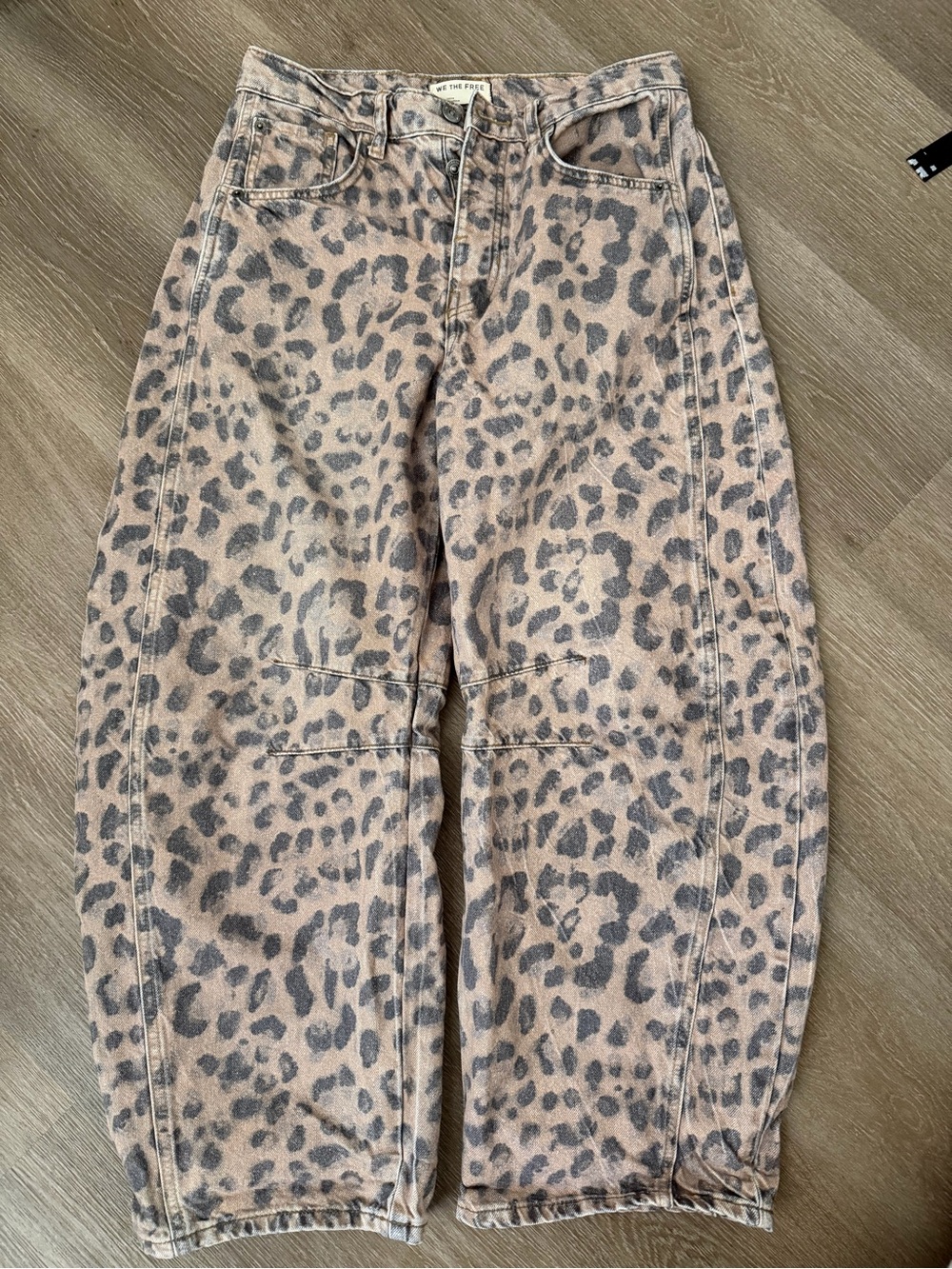 We The Free Leopard Print good luck midrise barrel jean
